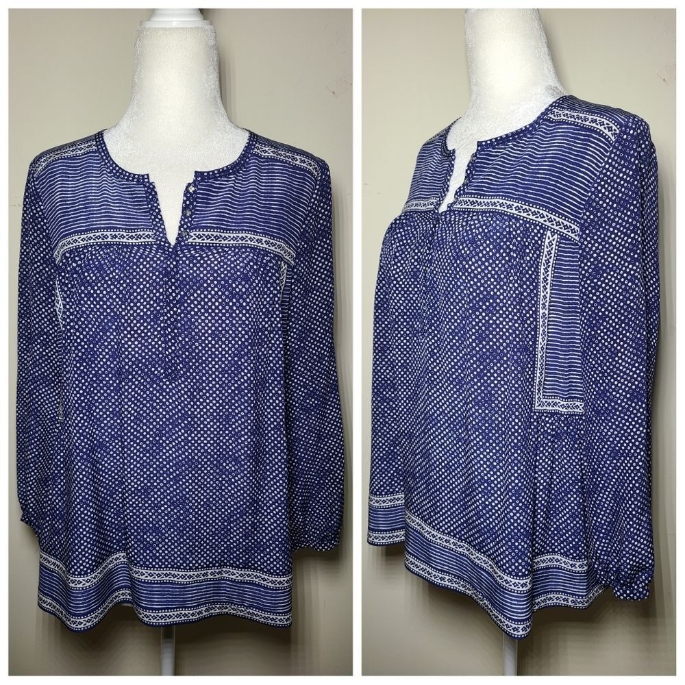Rebecca Taylor 100% Silk Blue Long Sleeve Blouse, 0